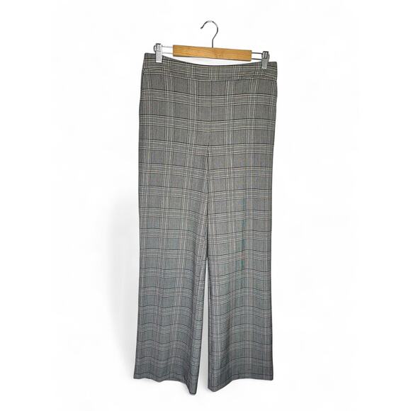 Nicole Miller Pants - Nicole Miller New York Women's Wide Leg Glen Plaid Pants Size 8 Gray Brown Black